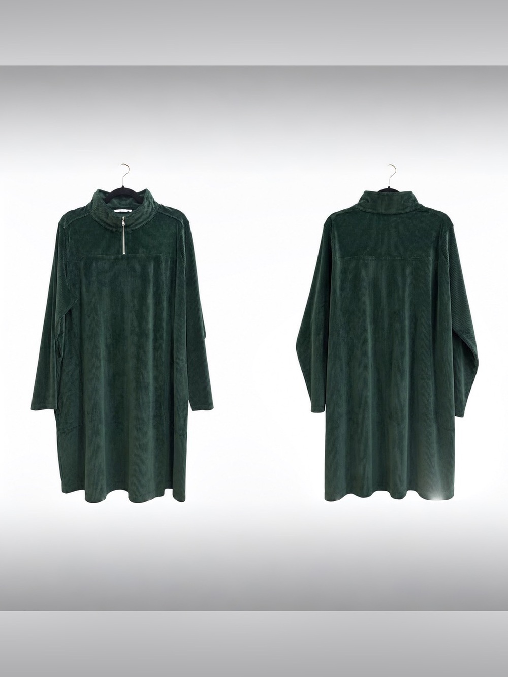 AnyBody Ribbed Velour Zip Front Tunic. - Picture 2 of 7